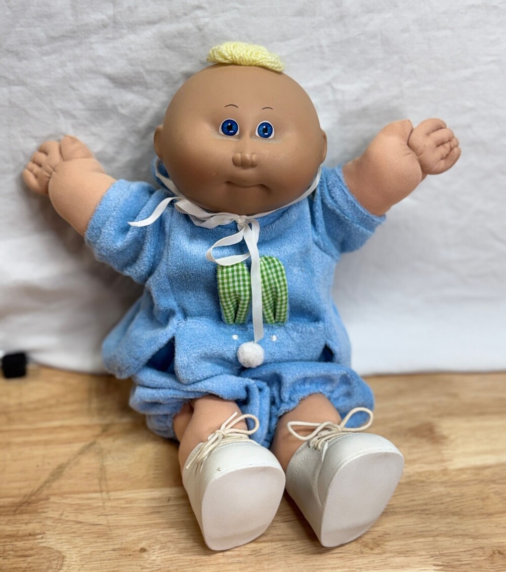Vintage Cabbage Patch Kid Boy Doll with Blue Bunny Outfit 1985